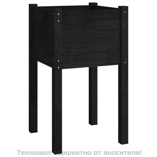 Градински сандък, черен, 40x40x70 см, бор масив