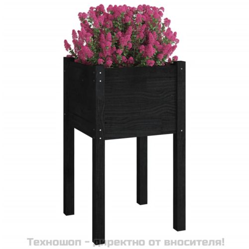 Градински сандък, черен, 40x40x70 см, бор масив