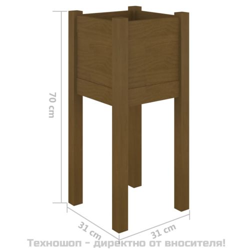 Градински сандък, меденокафяв, 31x31x70 см, борово дърво масив