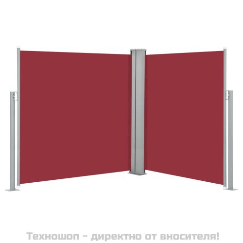 Прибираща се странична тента, червена, 140x600 см