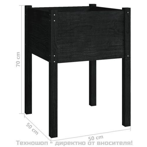 Градински сандък, черен, 50x50x70 см, бор масив