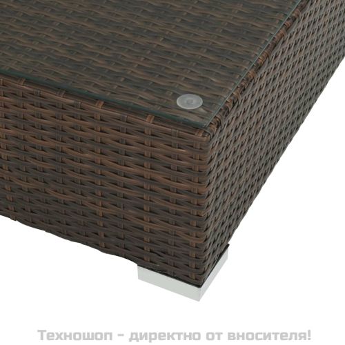 Градински комплект с възглавници, 8 части, кафяв полиратан