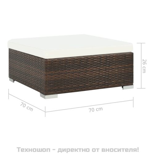 Градински комплект с възглавници, 8 части, кафяв полиратан