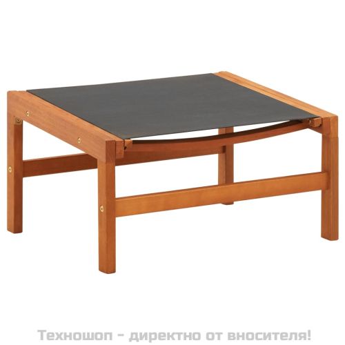 Градински стол с подложка за крака, евкалипт масив и textilene