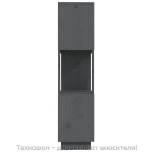Библиотека/разделител за стая, сива, 80x25x101 см, бор масив