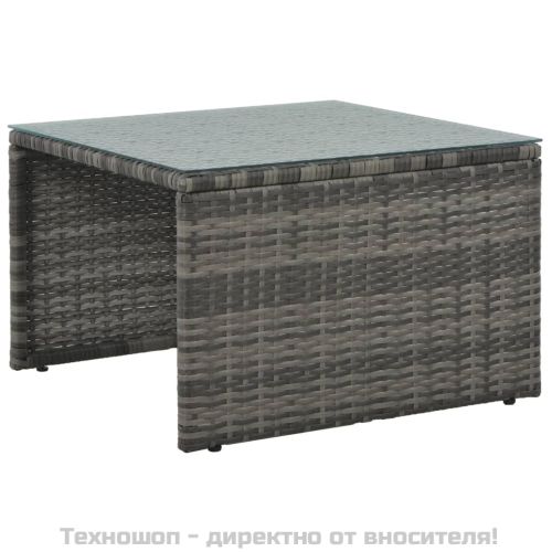 Градински комплект с възглавници, 3 части, полиратан, сив