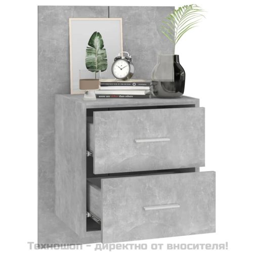 Нощно шкафче за стенен монтаж, бетонно сиво