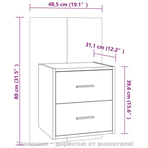Нощно шкафче за стенен монтаж, бетонно сиво