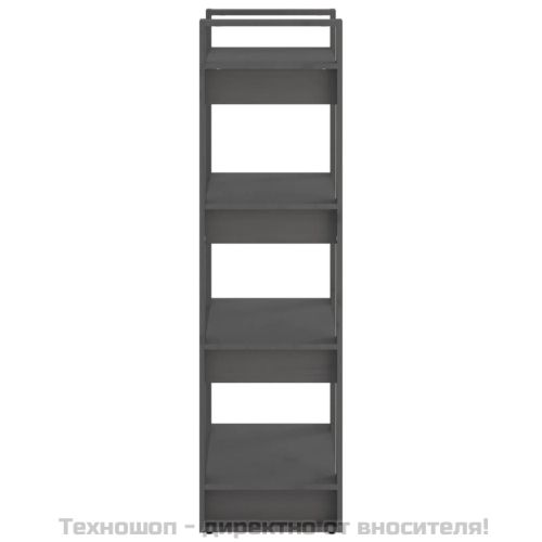 Библиотека/разделител за стая, сива, 60x35x125 см, бор масив