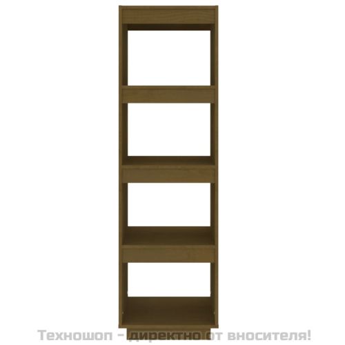 Библиотека/разделител за стая, меденокафява, 40x35x135 см, бор
