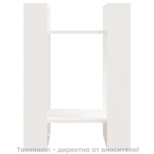 Библиотека/разделител за стая, бяла, 41x35x57 см, бор масив