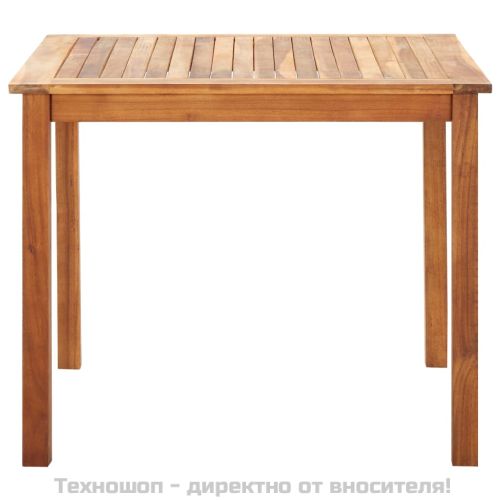 Трапезен комплект от 5 части, полиратан и акациево дърво, сив