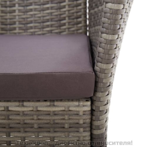 Трапезен комплект от 5 части, полиратан и акациево дърво, сив