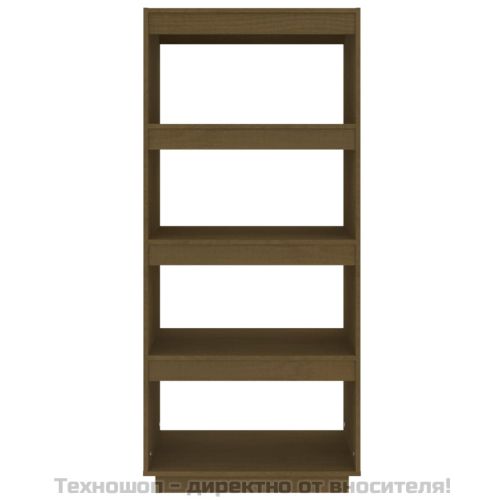 Библиотека/разделител за стая, меденокафява, 60x35x135 см, бор