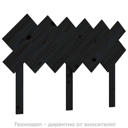 Горна табла за легло, черна, 122,5x3x80,5 см, бор масив