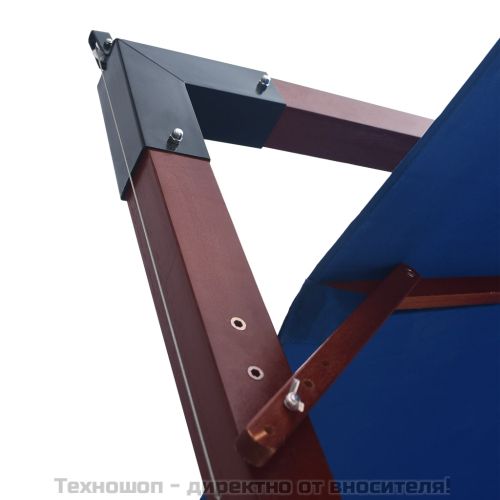 Окачен чадър с дървен прът, 400x300 см, син