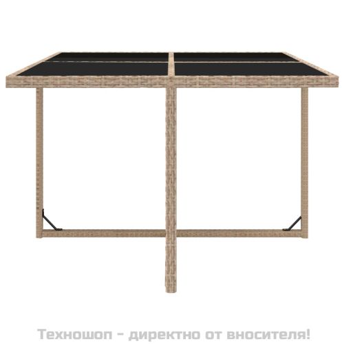 Градински комплект с възглавници, 9 части, бежов полиратан