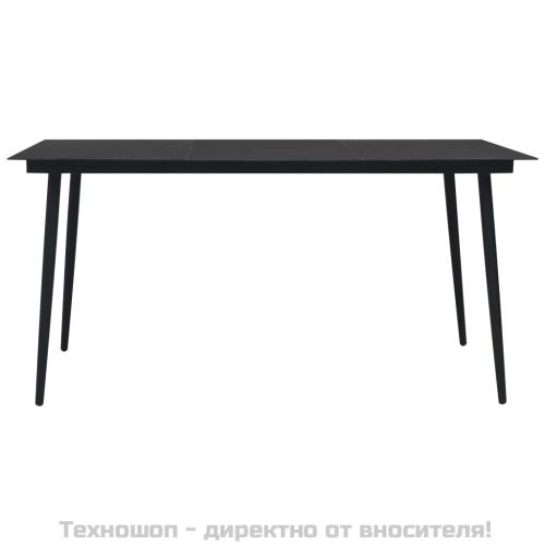 Градински трапезен комплект 7 части памучно въже стомана черен