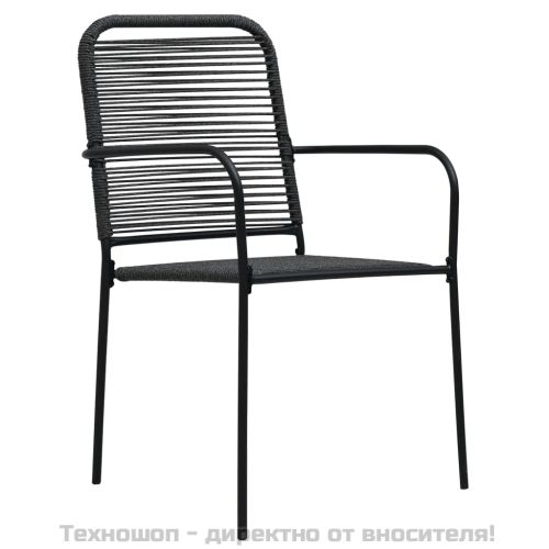 Градински трапезен комплект 7 части памучно въже стомана черен