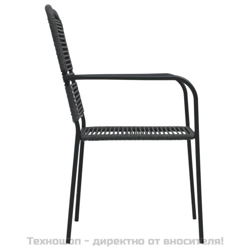 Градински трапезен комплект 7 части памучно въже стомана черен