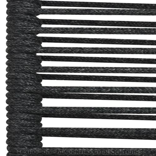 Градински трапезен комплект 7 части памучно въже стомана черен