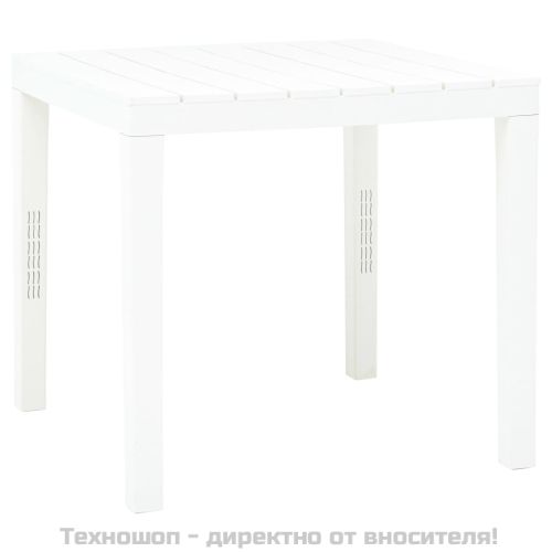 Градинска маса с 2 пейки, пластмаса, бяла