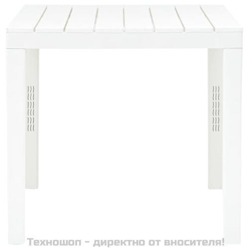 Градинска маса с 2 пейки, пластмаса, бяла