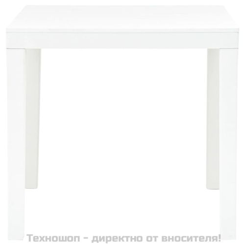 Градинска маса с 2 пейки, пластмаса, бяла