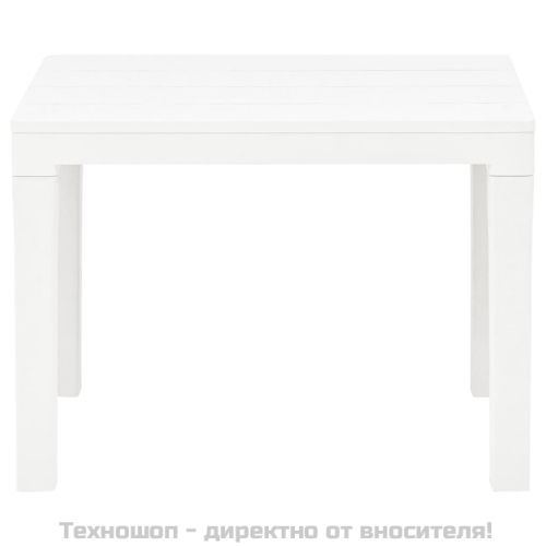 Градинска маса с 2 пейки, пластмаса, бяла