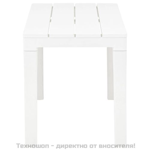 Градинска маса с 2 пейки, пластмаса, бяла