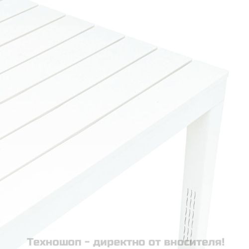 Градинска маса с 2 пейки, пластмаса, бяла