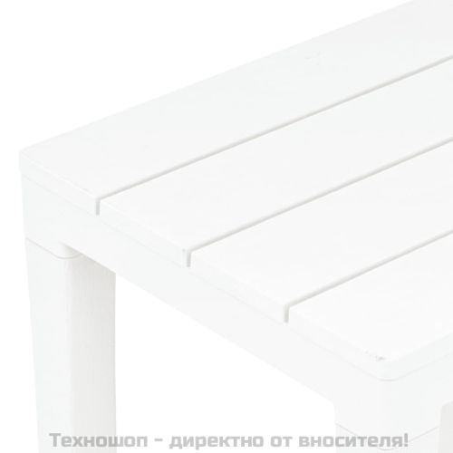 Градинска маса с 2 пейки, пластмаса, бяла