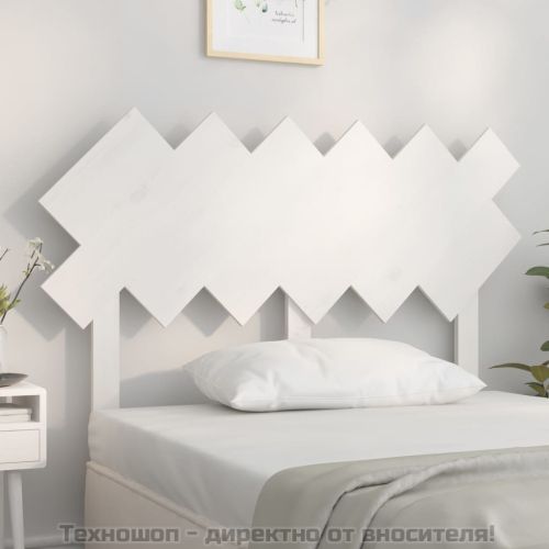 Горна табла за легло, бяла, 122,5x3x80,5 см, бор масив