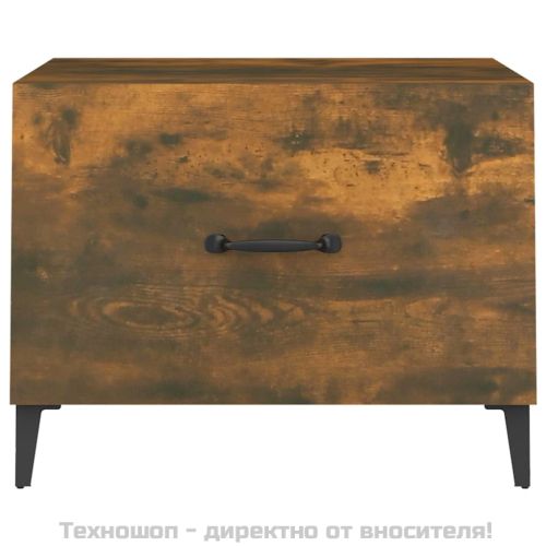 Кафе маси с метални крака 2 бр опушен дъб 50x50x40 см