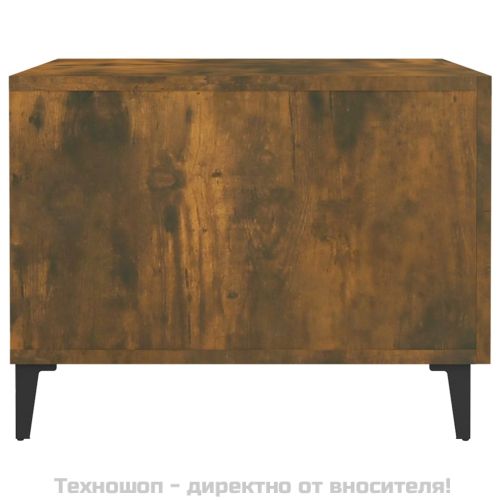 Кафе маси с метални крака 2 бр опушен дъб 50x50x40 см