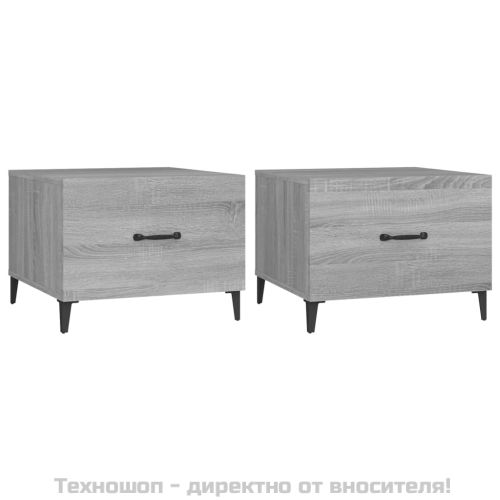 Кафе маси с метални крака 2 бр сив сонома 50x50x40 см