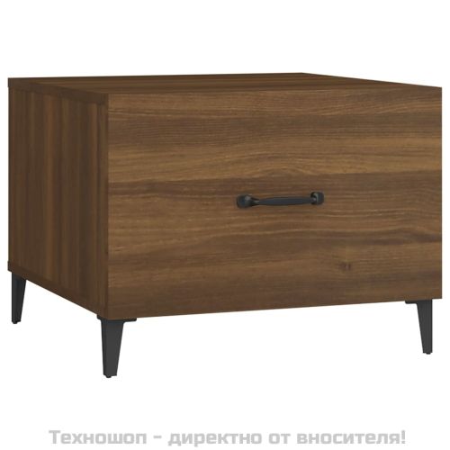 Кафе маси с метални крака 2 бр кафяв дъб 50x50x40 см