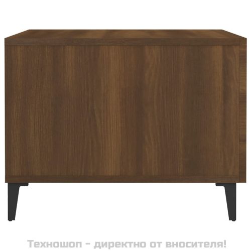 Кафе маси с метални крака 2 бр кафяв дъб 50x50x40 см