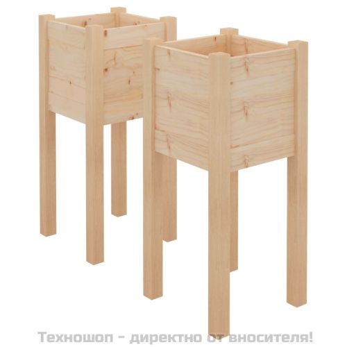 Градински сандъци, 2 бр, 31x31x70 см, борово дърво масив