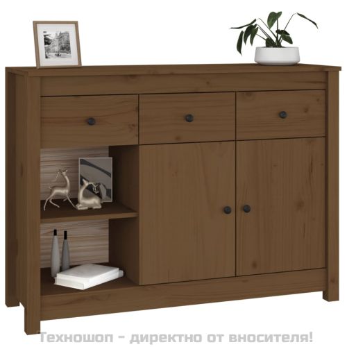 Сайдборд, меденокафяв, 100x35x74 см, бор масив