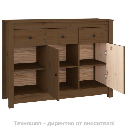 Сайдборд, меденокафяв, 100x35x74 см, бор масив