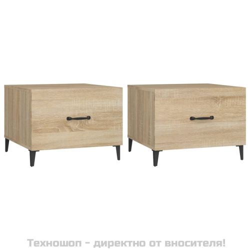 Маса за кафе с метални крака 2 бр Дъб сонома 50x50x40 см