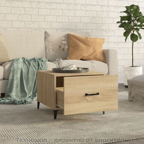 Маса за кафе с метални крака 2 бр Дъб сонома 50x50x40 см