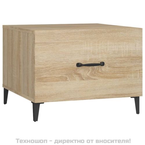 Маса за кафе с метални крака 2 бр Дъб сонома 50x50x40 см
