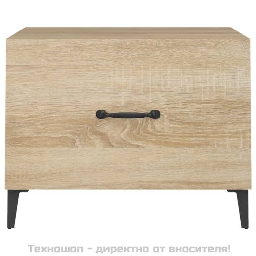 Маса за кафе с метални крака 2 бр Дъб сонома 50x50x40 см