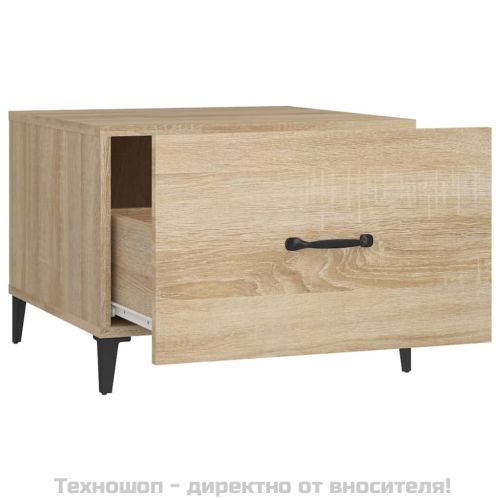 Маса за кафе с метални крака 2 бр Дъб сонома 50x50x40 см