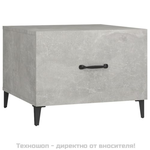 Маса за кафе с метални крака 2 бр Бетонно сиво 50x50x40 см