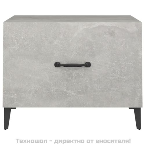 Маса за кафе с метални крака 2 бр Бетонно сиво 50x50x40 см