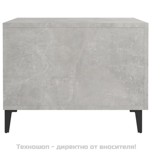 Маса за кафе с метални крака 2 бр Бетонно сиво 50x50x40 см