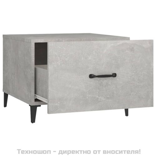 Маса за кафе с метални крака 2 бр Бетонно сиво 50x50x40 см